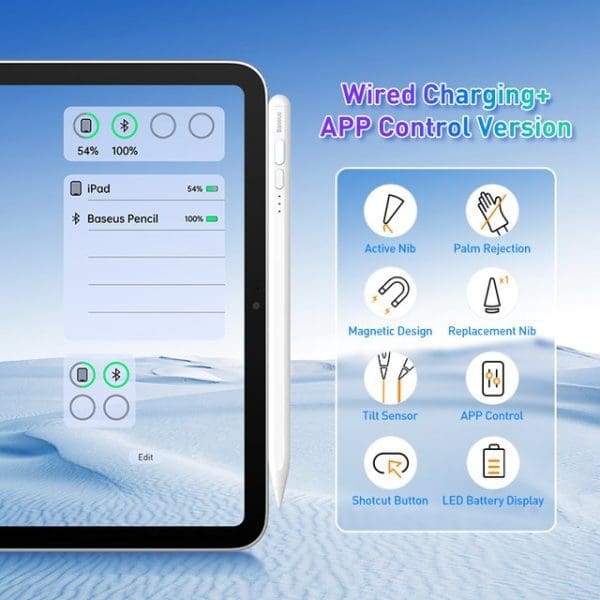 [BASEUS] Lapiz Para iPad - Con Rechazo de Palma - Imagen 2