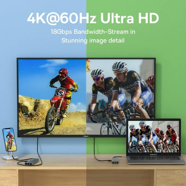 [BASEUS] Hub 8 en 1 - Tipo C | 4K 60Hz | USB 3.0 - Imagen 2