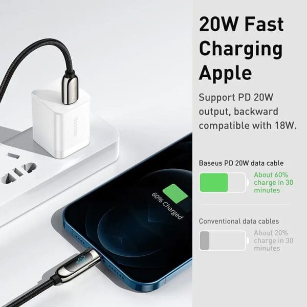 [Baseus] – Cable USB Tipo C a Lightning [20W – 1 Metro] - Imagen 3