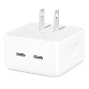 Adaptador compacto Apple de 35 W con dos puertos USB-C y clavijas plegables
