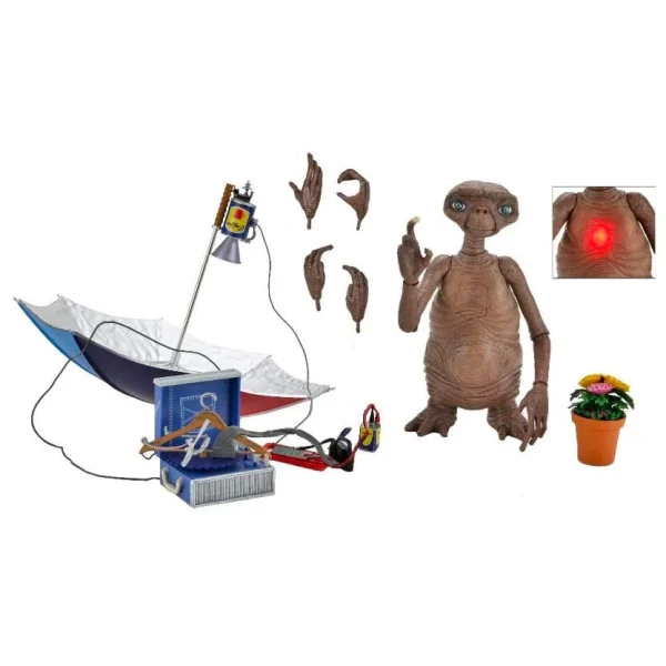 NECA - E.T. 40th Anniversary - 7" Figura de Acción a Escala - Ultimate Deluxe E.T. con Pecho LED y Comunicador “Phone Home” - Imagen 4