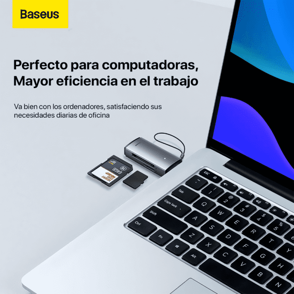 Baseus Lector Tarjetas Memorias SD y MicroSD - USB 3.0 - Imagen 3