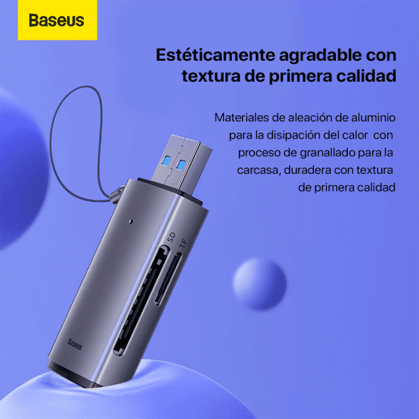 Baseus Lector Tarjetas Memorias SD y MicroSD - USB 3.0 - Imagen 5