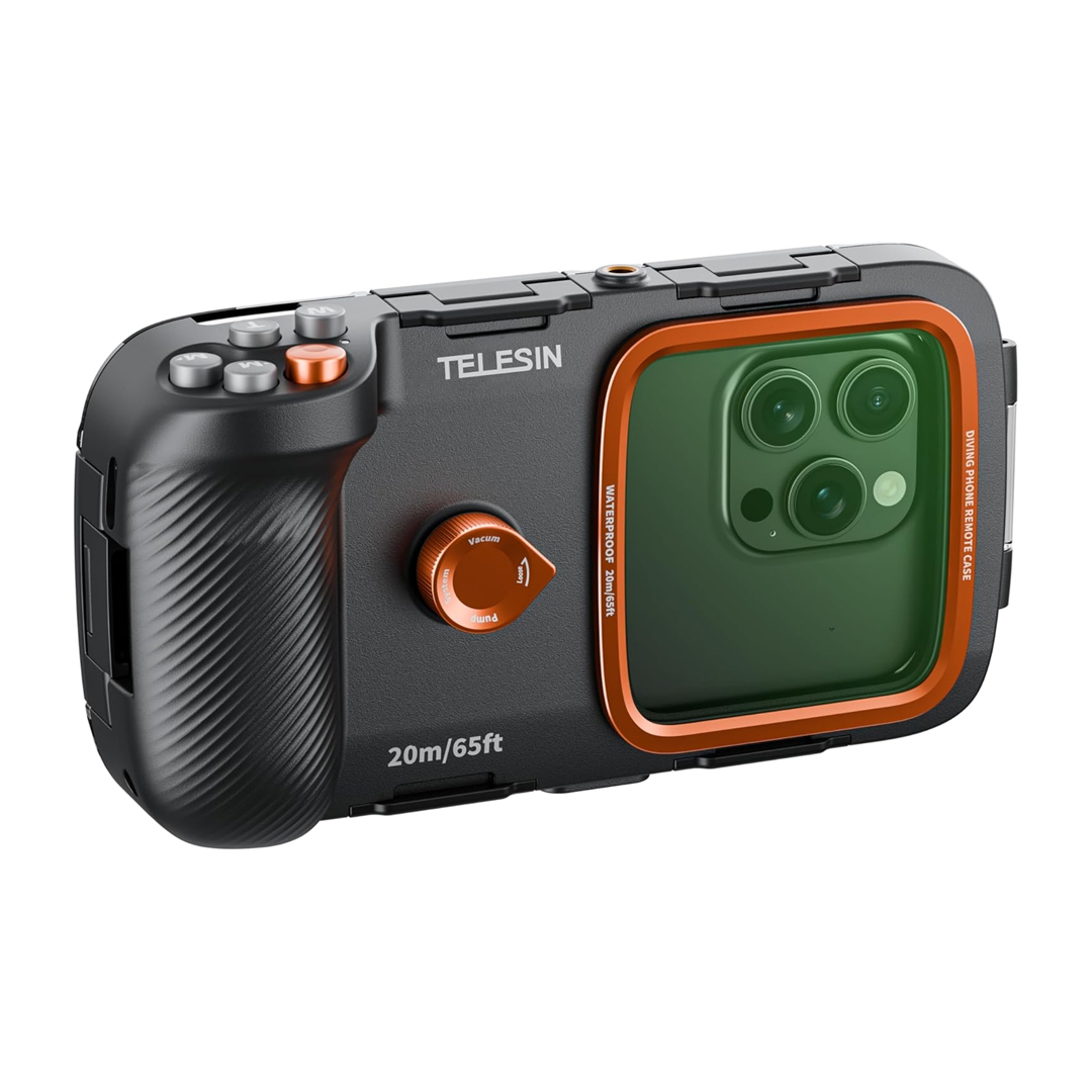 Telesin Funda de Buceo Universal Premium | Carcasa Impermeable de 20m con Grip de Control