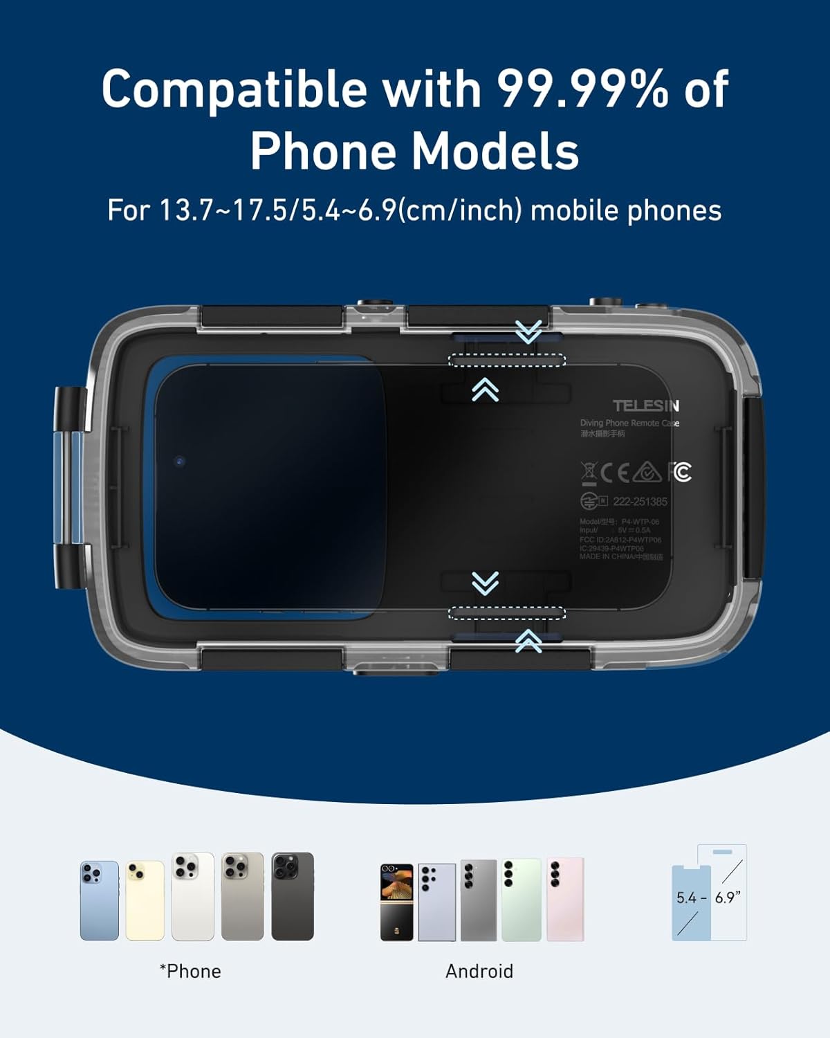 Telesin Funda de Buceo Universal Premium | Carcasa Impermeable de 20m con Grip de Control - Imagen 4