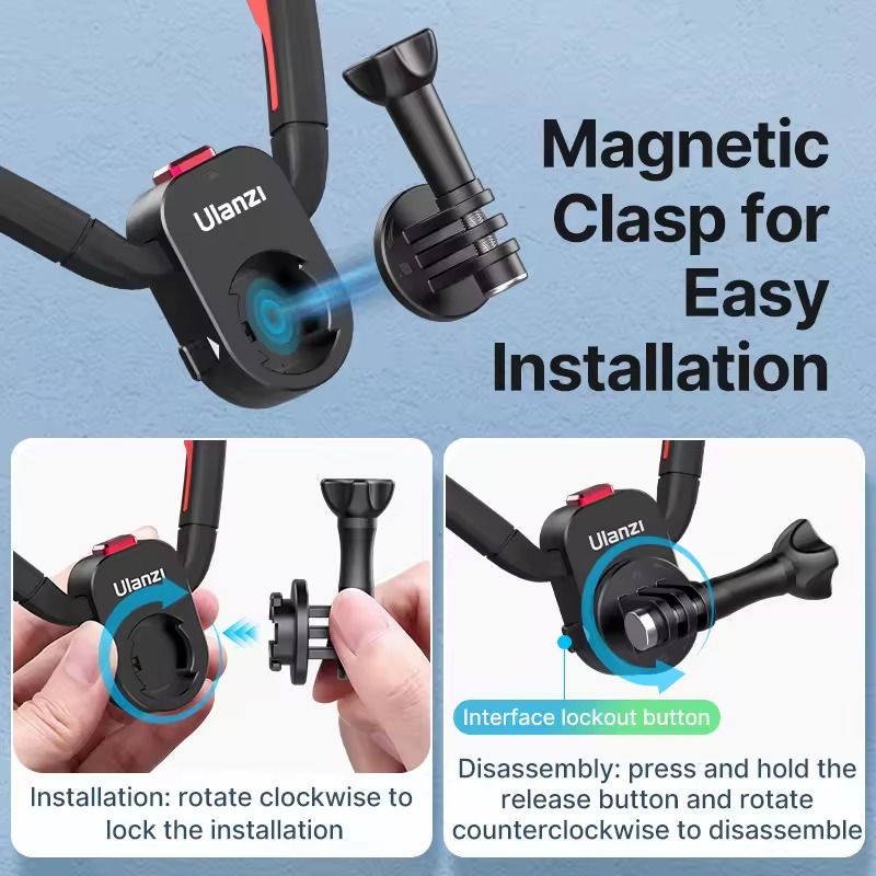 Soporte Magnético de Cuello Ulanzi Go-Quick II para Cámaras de Acción - Insta DJI GoPro - Imagen 4