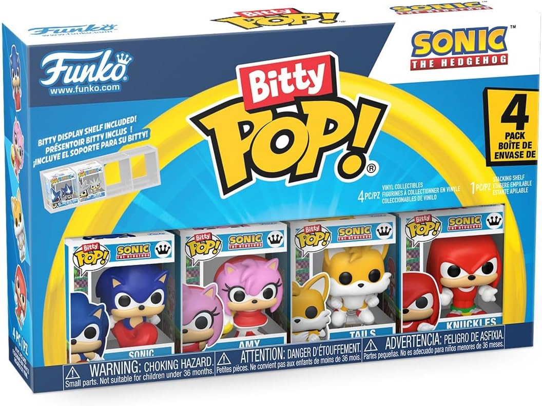 Funko Bitty Pop! Sonic the Hedgehog: Set de 4 Mini Figuras (Incluye Estante Exhibidor) - Imagen 2