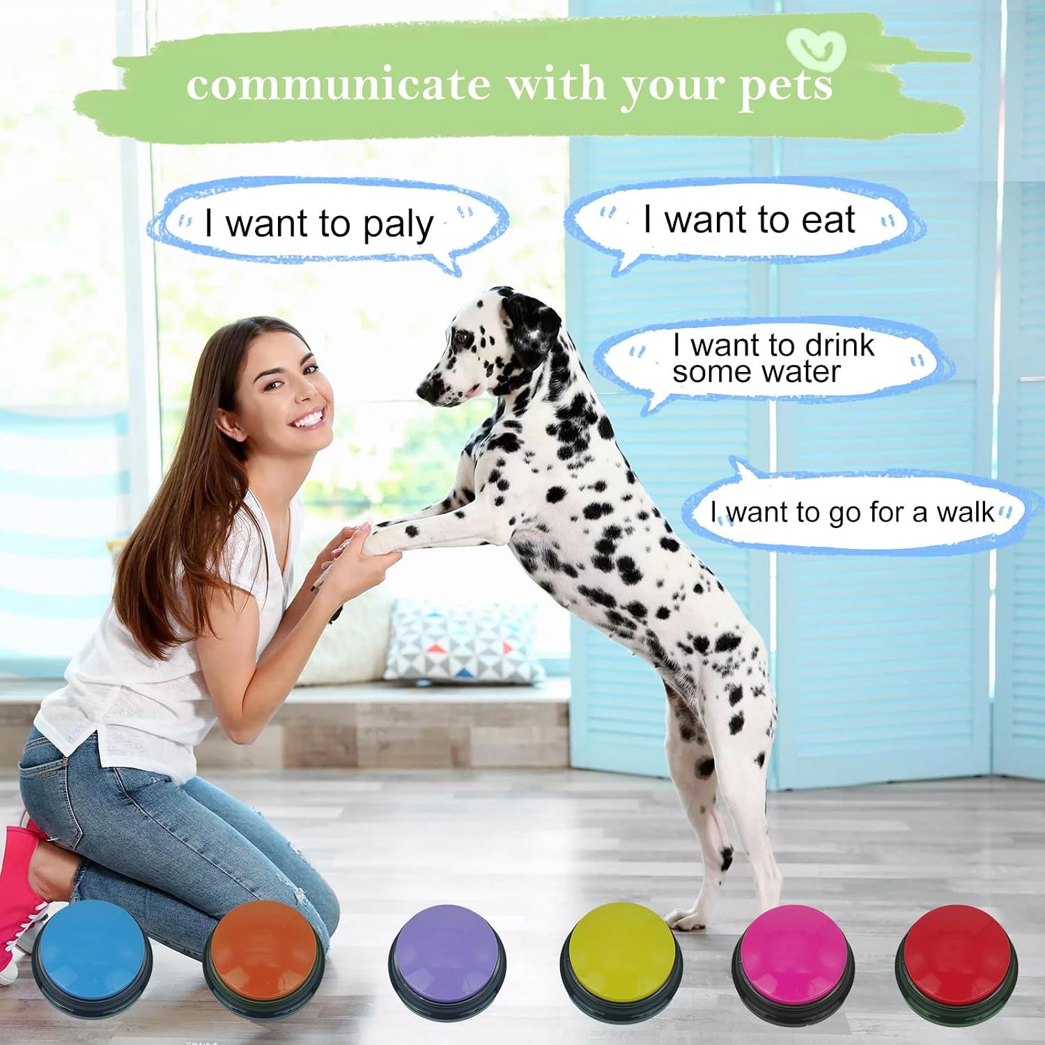 Set de 6 Botones Grabables de Voz para Entrenamiento de Perros y Mascotas - Imagen 2