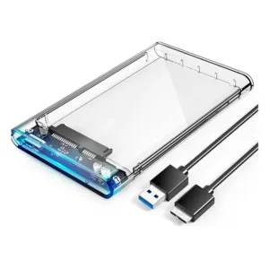 Carcasa transparente SATA para disco HDD o SSD de 2.5 pulgadas con cable USB 3.0