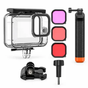 Kit de buceo TELESIN para GoPro Hero 9 a 13 con carcasa, tres filtros y mango flotante