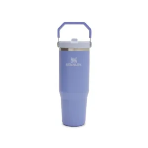 Vaso térmico Stanley IceFlow Flip Straw de 30 oz, color lavanda azulado, con tapa y asa.